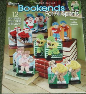 Plastic Canvas Pattern Book Sports Bookend Covers Soccer,Football,Golf