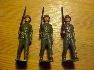RARE 3 World War II Lead Toy Marching Soldiers Vintage Estate Britains