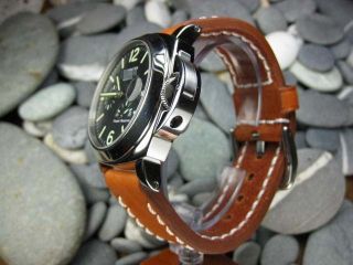 24mm NEW COW LEATHER STRAP BAND Tang Buckle for PANERAI