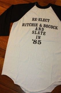 vtg 80s 1985 RAGLAN jersey t shirt * re elect ritchie bocock