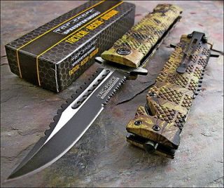 TAC FORCE Assisted Opening Sawback Bowie Rescue CAMO Glass Breaker