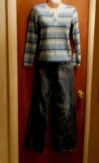 GAP Boyfriend Jeans and Childrens Place Shirt Outfit Girls 14 Great