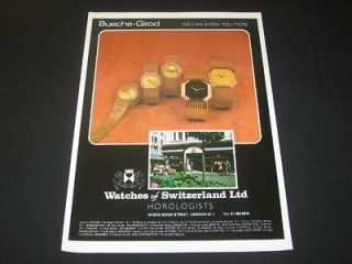 BUECHE GIROD vintage 1980 watch magazine ad * Watches of Switzerland