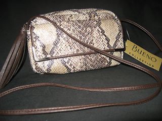 BUENO COLLECTION Brown Python Print Faux Leather Shoulder/Cross body