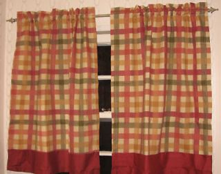 40 x 24 Seville Kitchen Tier 1 Pair Curtains Red Check Plaid Cabin