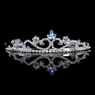 3cm High Wedding Prom Purple Crystal Bridal Flower Girl Tiara Headband