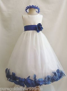 BLUE INFANT TODDLER WEDDING PARTY DANCING BIRTHDAY FLOWER GIRL DRESS
