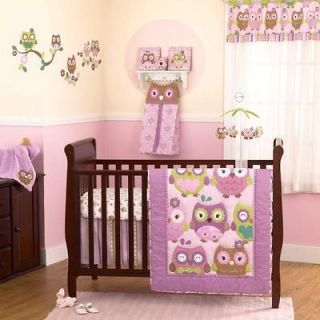 Purple and Lavender Owls Baby Girls Discounted Birds Themed 5pc Crib