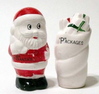 Vintage Santas Packages Christmas Salt & Pepper Shakers