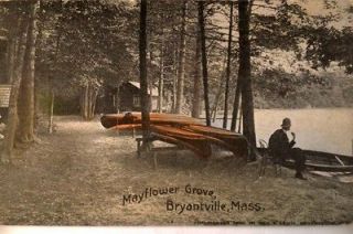Unused pre 1920 MAYFLOWER GROVE CANOE BOATS in Bryantville MA postcard