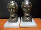 BOOKENDS PAIR WITH BUST OF ABRAHAM LINCOLN ON WHITE MARBLE BASE