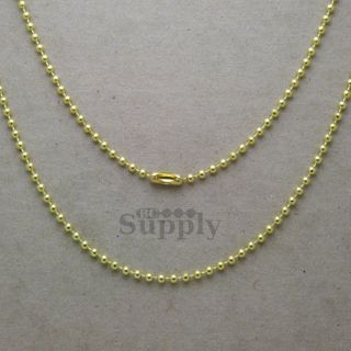 Lot of 50 Solid Brass 18 Ball Chain Necklaces, 2.4mm #3 Bead, Made in