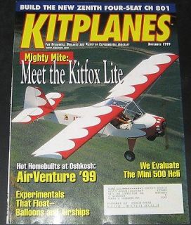 Kit Planes Magazine November 1999 Kitfox Lite