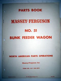 MASSEY FERGUSON MF 51 BUNK FEEDER WAGON PARTS BOOK MANUAL FAST FREE