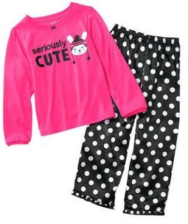 Carters Pajamas Shirt Pants Girls glittery seriously Cute bunny Polka