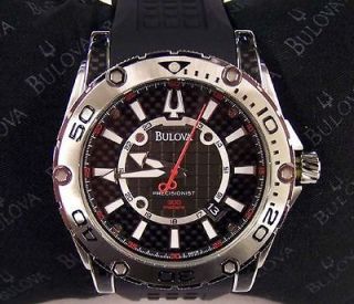 Bulova Watch Precisionist CHAMPLAIN Red Black Rubber 96B155 NEW