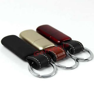 Keychain Metal with Leather Refillable Butane Gas Cigarette Lighter