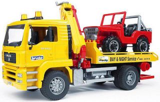 BRUDER 1/16 SCALE MAN TGA TOW TRUCK WITH CROSS COUNTRY VEHICLE BNIB