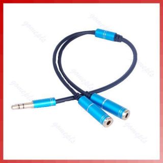 5mm 1 to 2 Dual Earphone Headphone Y Splitter Cable Adapter Jack BL