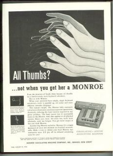 MONROE 1953 Calculating Machine Co. Orange, New Jersey ADDING ad