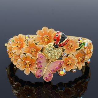 High Quality Ladybug Flower Butterfly Bracelet Bangle W/ Topaz
