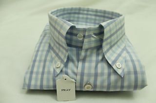 NWT Fray Shirt Lavender Blue Checks 17/43 Button Down 100% Cotton