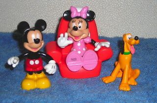 DISNEY MICKEY & MINNIE MOUSE AND PLUTO 3 TOY FIGURE CAKE TOPPERS