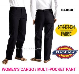 Women Ladies Dickies Cargo WORK PANT FP113 BLACK PETITE