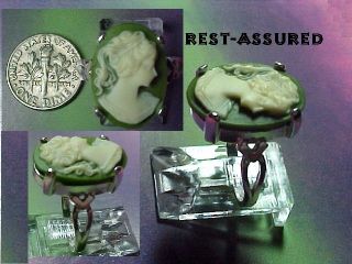 CAMEO RING .925 Sz 6 7 8 Black Blue Green Pink Red etc