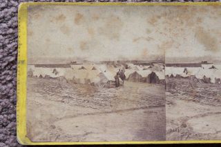 STEREOCARD OF CIVIL WAR SOLDIERS AND TENTS
