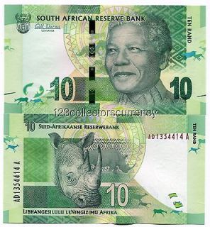 Africa R10 note Featuring NELSON MANDELA 2012 BANKNOTE Money   UNC