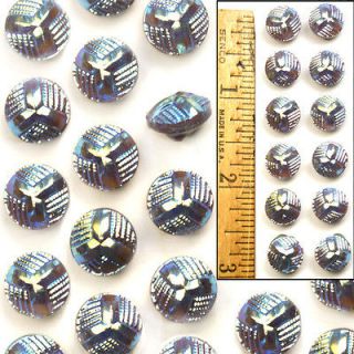 Vintage German 10mm SMALL Purple AB LUSTER Glass DOLL Buttons 12pc