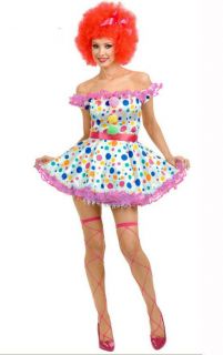 Ladies Dress Up Fancy Dress Costume Circus Jester Clown plus Wig! Size