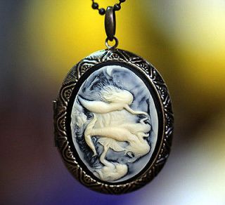 Big size Mermaid Sisters Cameo Locket Pendant Necklace Top Quality
