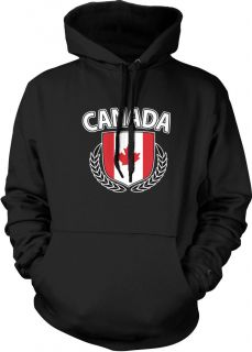 Canada Flag Crest Shield Hoodie Pullover Sweatshirt Country Pride