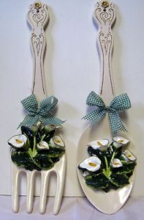 New 18 Calla Lily 3D Spoon Fork Plaque Set Lilies