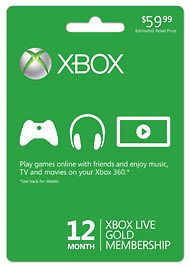 month Xbox Live subscription Card NEW SEALED*** GOLD MEMBER XBOX 360