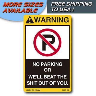 NO PARKING FUNNY STICKERS FOR HOME CAR CARBARN CARPORT GARAGE   FREE