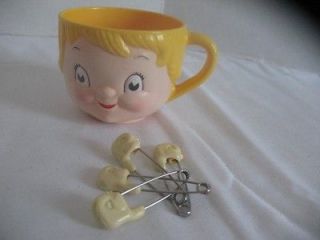 Vintage Collectible Campbells Soup Plastic Childs Face Cup Mug Set