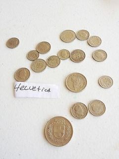 helvetica coins varying years 1944 1992 francs varying values