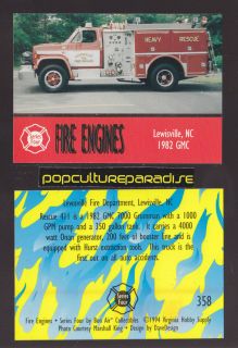 1982 GMC 7000 GRUMMAN 1000 GPM PUMPER FIRE TRUCK ENGINE CARD