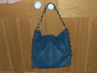 COACH LARGE CARLY PURSE BAG BLUE LEATHER GOLD 10616 DUSTBAG EXC COND