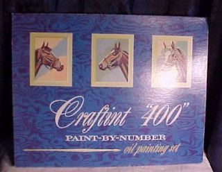 Vintage Craftint 400 paint by number paint set 1958 USA Horses