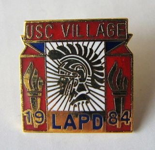 POLICE LAPD USC VILLAGE TROJAN LOS ANGELES 1984 OLYMPIC LAPEL HAT PIN