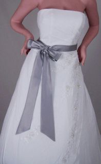 Silver Wedding Satin SASH for Bridesmaids Dress Gown Bridal Prom