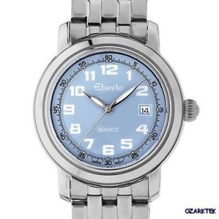 EBERLE quartz MENS LUXURY Stainless Steel band WATCH blue dial