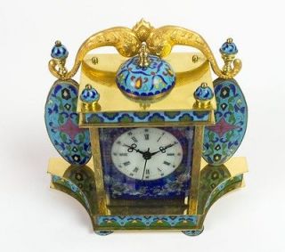 Chinese Cloisonne Vintage wind up Mantel Clock  Nice Piece