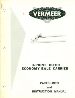 VERMEER PARTS LIST 3Point Hitch Bale Charrier (AA 92)