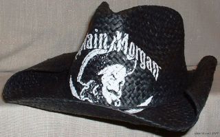 CAPTAIN MORGAN Logo Print Black Straw Cowboy HAT