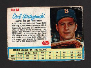 1962 POST # 61 Carl Yastremski Boston Red Sox